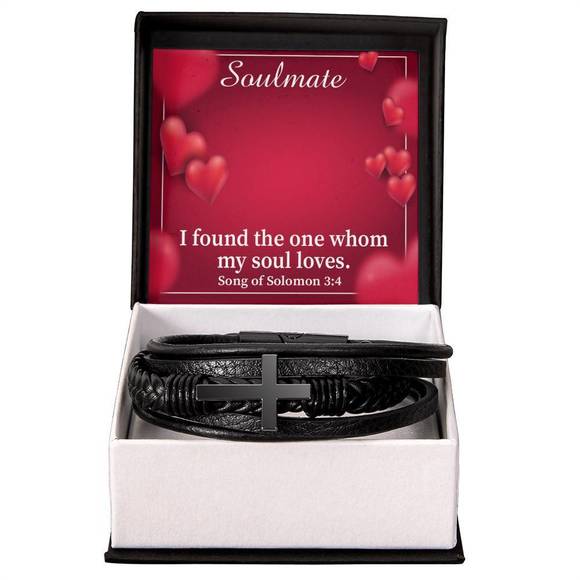 I have found the one whom my soul loves Song of Solomon 3:4  My Soul Loves Song of Solomon 3:4 Men\'s Stainless Steel & Vegan Leather Cross B